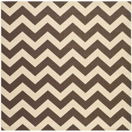 SAFAVIEH 7 Ft. -10 In. X 7 Ft. -10 In. Square Indoor-Outdoor Courtyard- Dark Brown- Machine Made Rug CY6244-204-8SQ